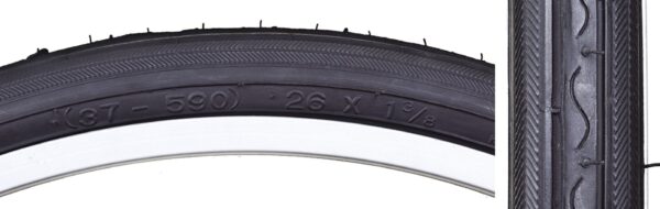 TIRE SUNLT 26x1-3/8 BK/BK RD K40 WIRE